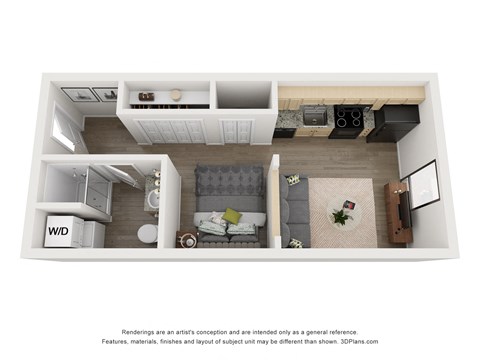 Floor plan for studio, 1 bath, 353 sqft